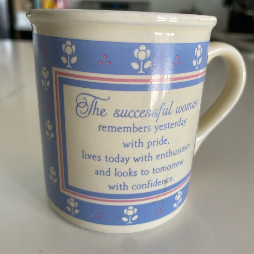 VTG 80s Hallmark Mug Mates Blue "The Successful Woman" Quote Coffee Cup